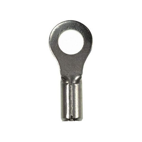 Ring Terminal, #8 Stud Size, 16 AWG, 2,000 V, Bare Insulated, Bare, 100 PK